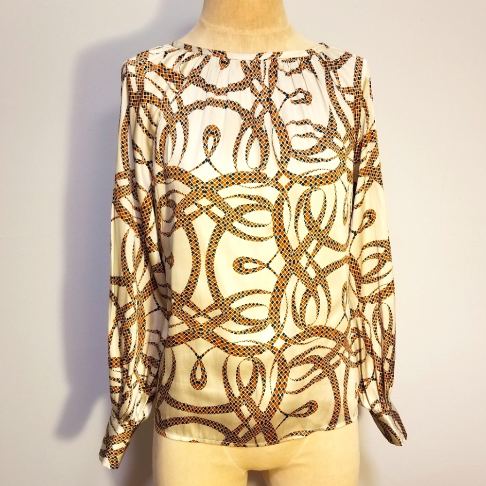 RICHARD ALLEN X H&M SNAKE PRINT BLOUSE SIZE 2 COLLAB PREPPY HIPSTER WORK OFFICE